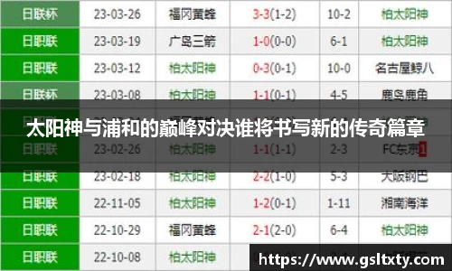 太阳神与浦和的巅峰对决谁将书写新的传奇篇章